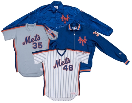 Lot of (4) 1986 New York Mets Game Used Jerseys & Jackets -2 Signed (Beckett) 
